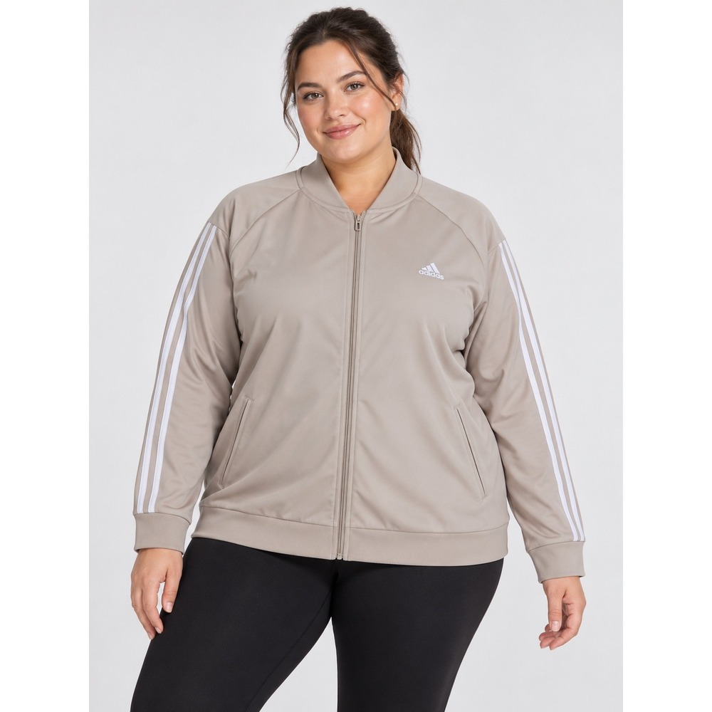 Adidas Essentials Warm-Up Slim 3-Stripes Track Jacket Women 2XL Beige Gorpcore